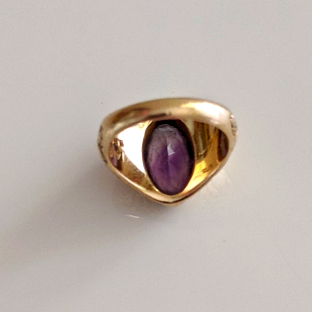 14K 💛 GOLD AMETHYST SIGNET LADIES RING - Picture 6 of 9